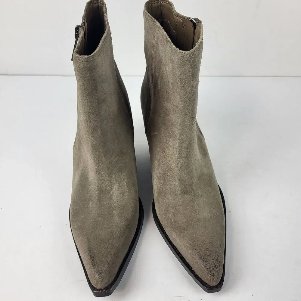 Sam Edelman Jane Desert Olive Suede Ankle Booties Size 6.5M
